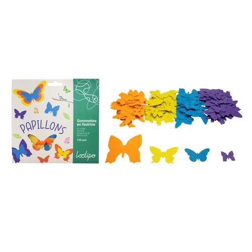 Pochette de 150 papillons en feutrine adhésive - Image principale