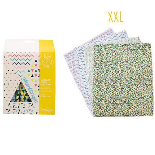 Coupon tissu 45,5x55 imprimés géométriques (lot de 4) - Image principale