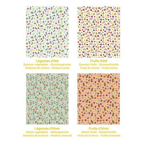 Coupon tissu 45,5x55 imprimés fruits & légumes (lot de 4) - Image 2