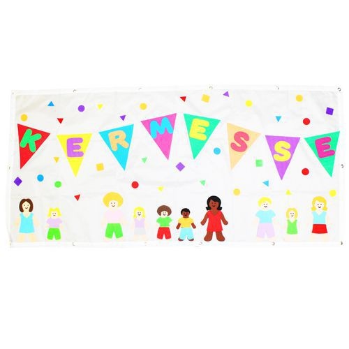 Bannière à customiser - Polyester - 130 x 62cm - blanc - Image 2