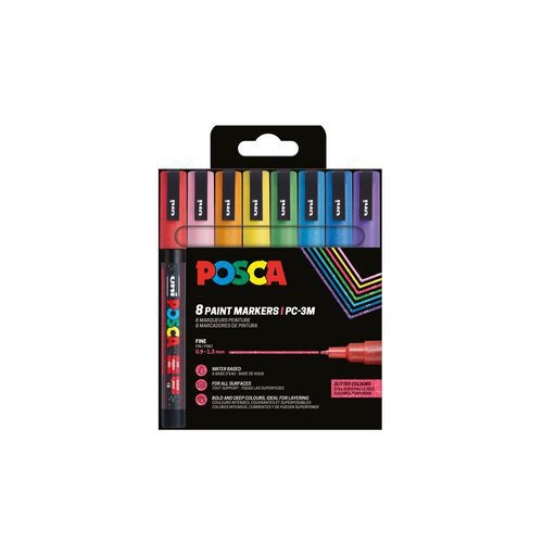 Set 8 marqueurs Posca pailletés pointe conique fine 1.5 mm - Image principale