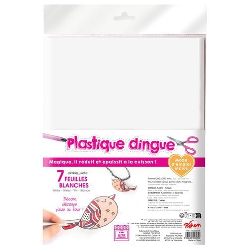 Feuille 20 x 26 cm, plastique dingue blanc effet opaque (Pochette de 7) - Image principale