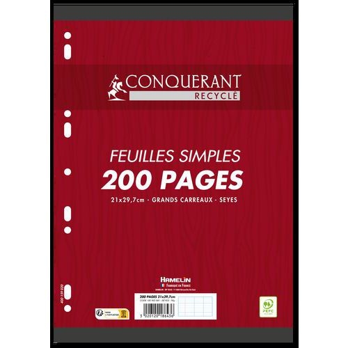 Paquet 100 feuillets simples 90g 200 p papier 100% recyclé - Image principale