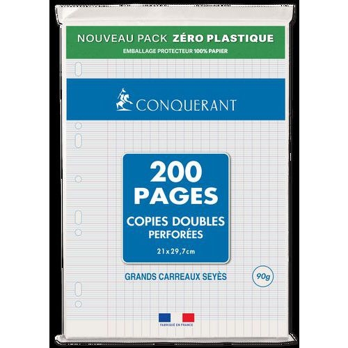 Paquet 50 copies doubles 90g 200p 21x29.7cm seyes perforées - Image principale