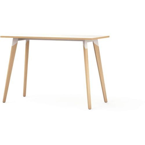 Table haute à plateau stratifié 160x80 H110 cm blanc - Image principale