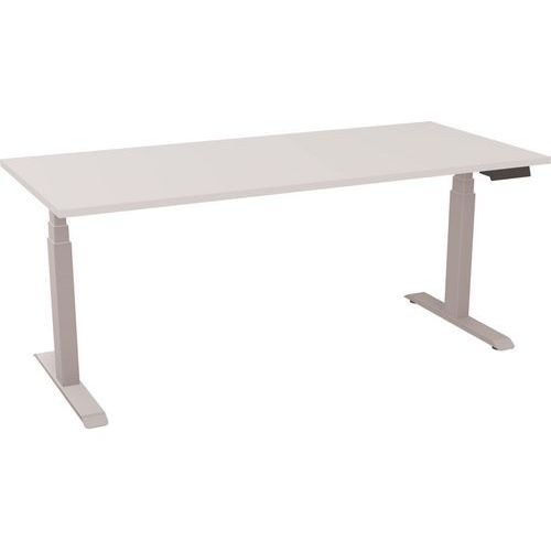 Bureau motorisé L180xP80 cm ép.25 mm blanc/alu - Image principale