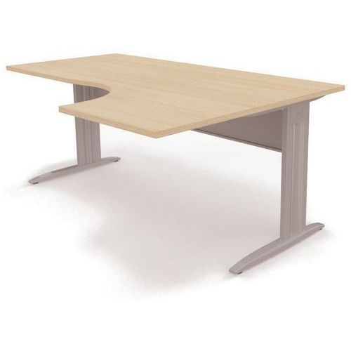 Bureau compact 90° retour droit L.160 cm chêne/alu Idol - Image principale