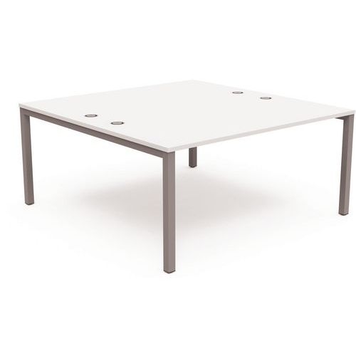 Bureau pied carré L160xP165 ép.25 mm blanc/gris alu - Image principale