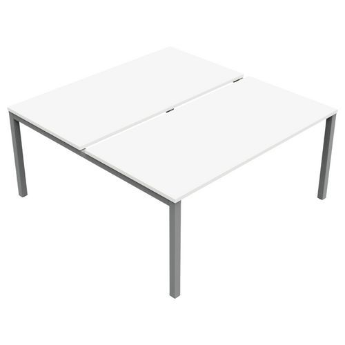 Bureau pied carré L160xP165 ép.25 mm blanc/gris alu - Image 4