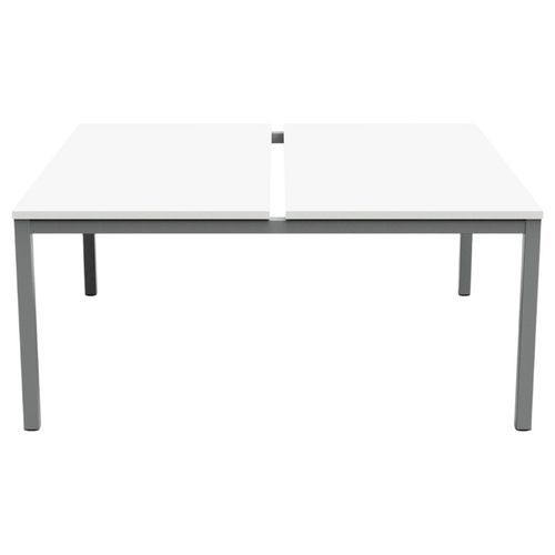 Bureau pied carré L160xP165 ép.25 mm blanc/gris alu - Image 3