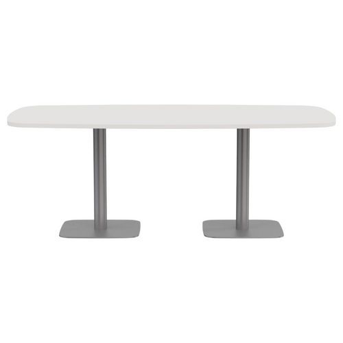 Table de réunion tonneau L200XP100 ép.25mm blanc/gris alu - Image 3