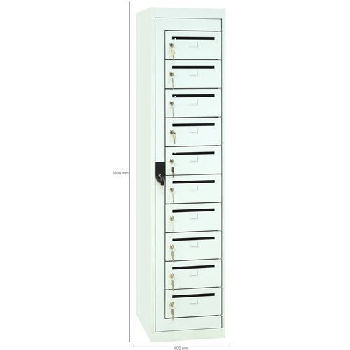 Armoire à courrier 10 cases Serrure à clé Gris clair - Image 3