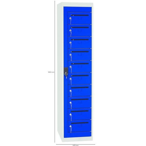 Armoire à courrier 10 cases Serrure à clé Bleu - Image 3