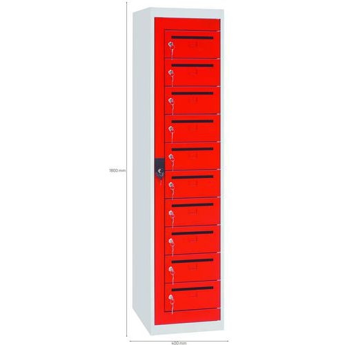 Armoire à courrier 10 cases Serrure à clé Rouge - Image 2