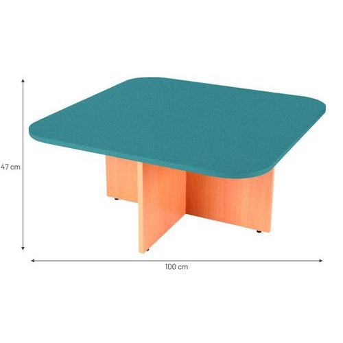 Table basse range-poufs Diabolo 100 x 100 cm Bleu vert/Hêtre - Image 3