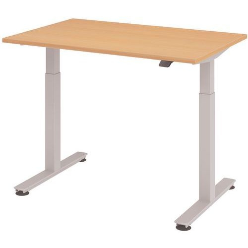 Bureau droit hauteur réglable électrique Evol 121x80 cm Plateau Hêtre - Image principale