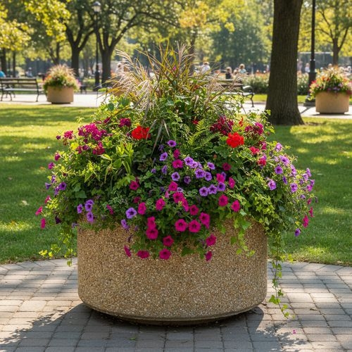 Jardinière ronde en béton 60 x 60 x 40 cm - Manutan Expert - Image 4