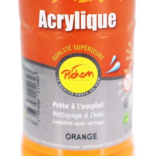 Flacon 500 ml gouache acrylique pichon - orange - Image 2