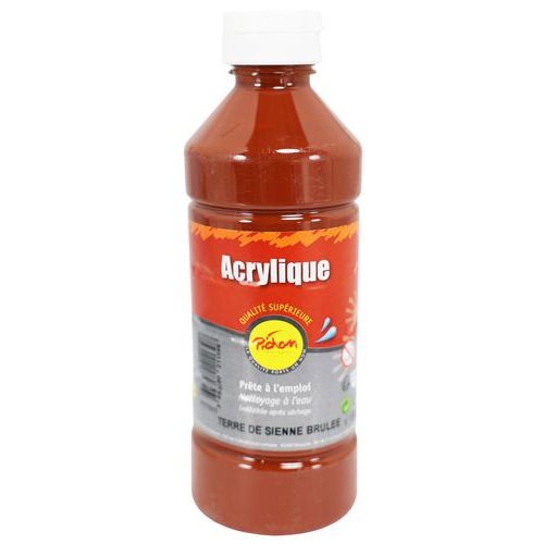 Flacon 500 ml gouache acrylique pichon - sienne brûlée - Image 5