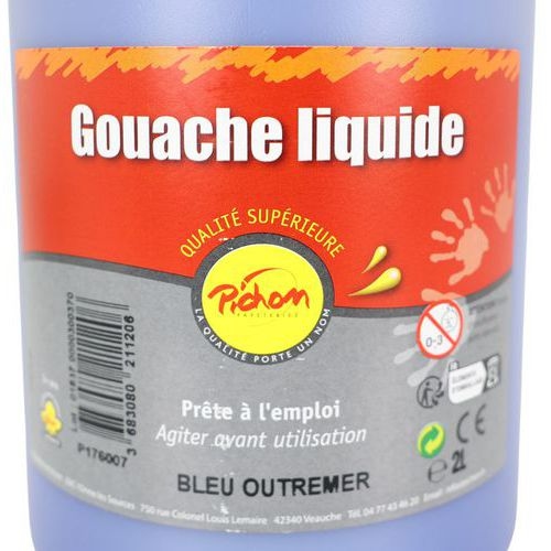 Flacon 2 litres gouache pichon avec bec verseur - bleu outremer - Image 3