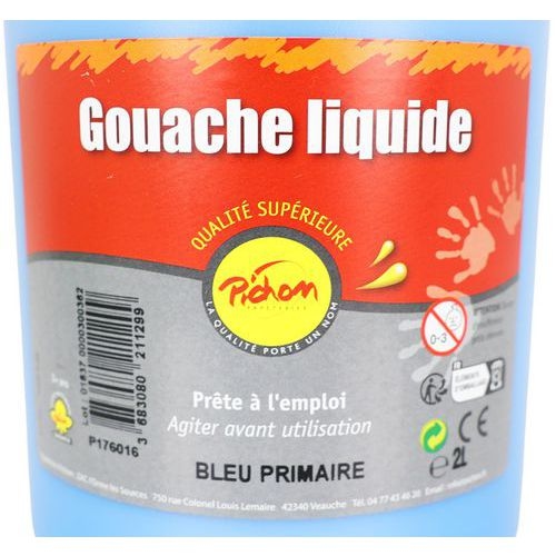 Flacon 2 litres gouache pichon avec bec verseur - bleu primaire (cyan) - Image 3