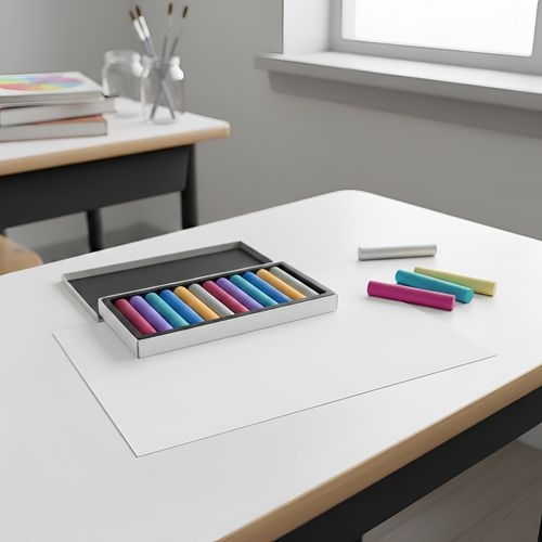 Boîte 12 pastels à l’huile couleurs nacrées 70 mm Ø 10 mm - Image 3