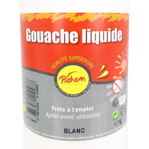 Flacon 1 litre gouache pichon avec bec verseur - blanc - Image 2