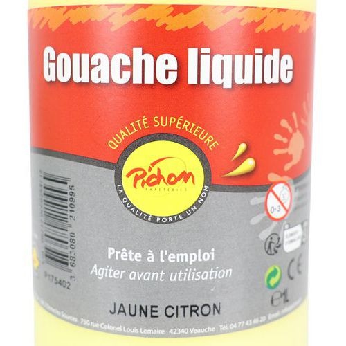 Flacon 1 litre gouache pichon avec bec verseur - jaune citron - Image 2