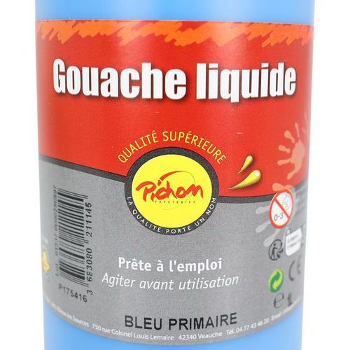 Flacon 1 litre gouache pichon avec bec verseur - bleu primaire (cyan) - Image 2
