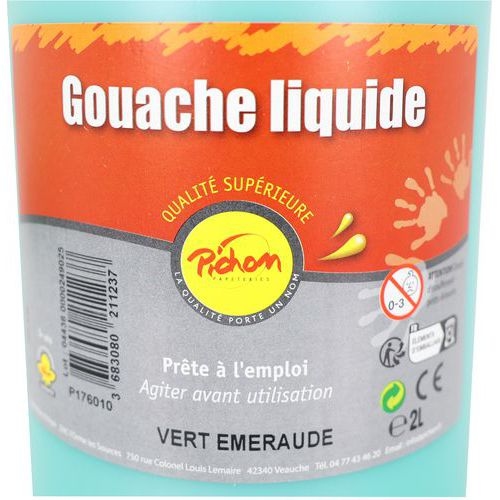 Flacon 2 litres gouache pichon avec bec verseur - vert emeraude - Image 4