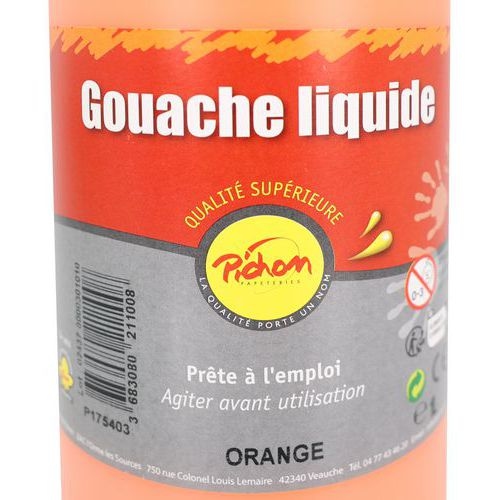 Flacon 1 litre gouache pichon avec bec verseur - orange - Image 2
