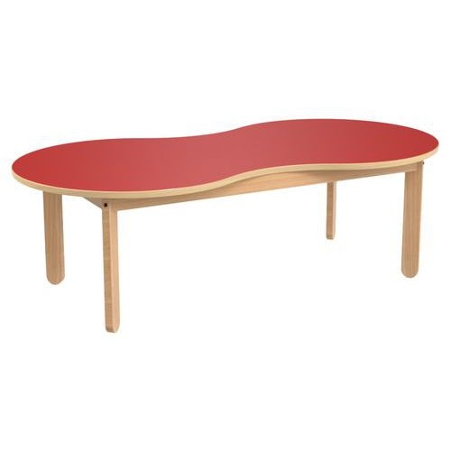 Table Lili cacahuète, plateau couleur, piétement bois hêtre - Image 2