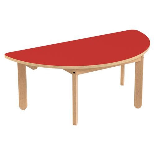 Table Lili demi-ronde, plateau couleur, piétement bois hêtre - Image 2