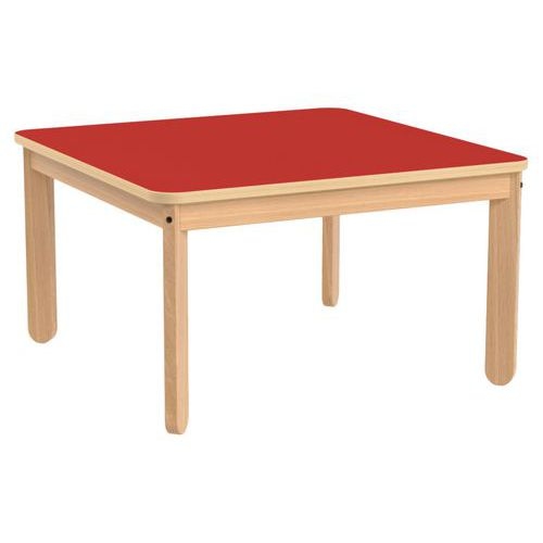 Table Lili carrée, plateau couleur, piétement bois hêtre - Image 2