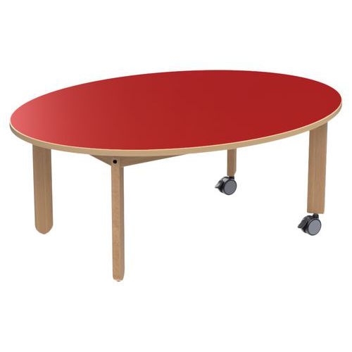 Table Lili avec roulettes piétement hêtre plateau ovale - Image 2
