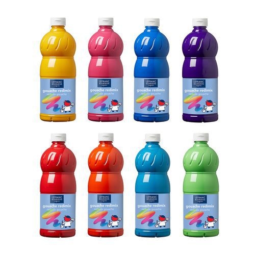 Assortiment 8 flacons 1 litre gouache lot n° 2 lefranc & bourgeois - Image 2