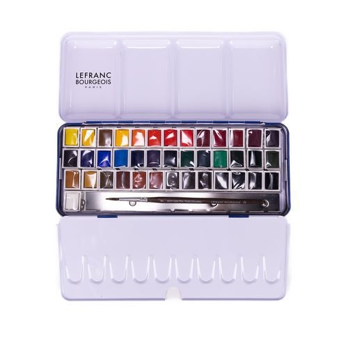 Boite métal aquarelle 40 demi godets avec pinceau - Image 4