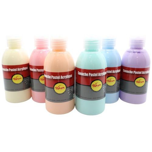 Assortiment de 6 flacons de 250 ml de gouache acrylique pastel pichon - Image 2
