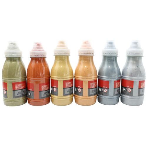 Assortiment de 6 flacons 250 ml. gouache métal pichon - Image 3