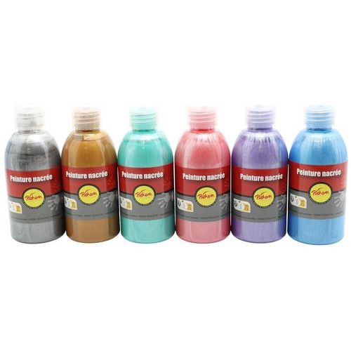 Boîte 6 flacons gouache nacrée pichon, 6 x 250 ml. - Image principale