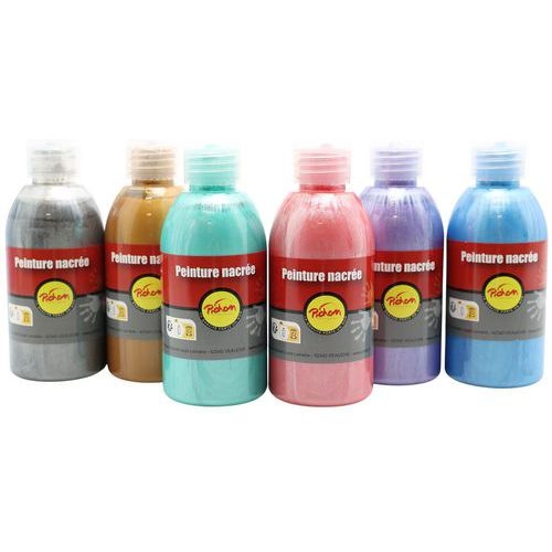 Boîte 6 flacons gouache nacrée pichon, 6 x 250 ml. - Image 5