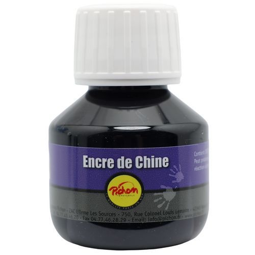 Flacon 50ml encre de Chine noire Pichon (lot de 6 flacons) - Image principale