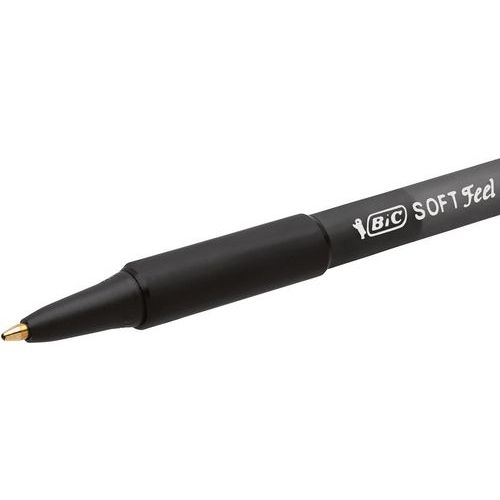 Stylo bille pointe moyenne rétractable “Soft Feel” Bic - noir - Image 2