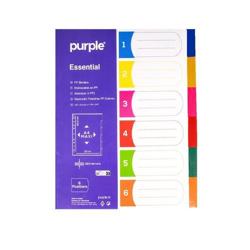 Jeu 6 maxi intercalaires polypropylène 40/100e A4+ 26 x 32 cm - Image principale