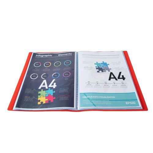 Reliure plastique 60 volets transparents - Rouge - Image 2