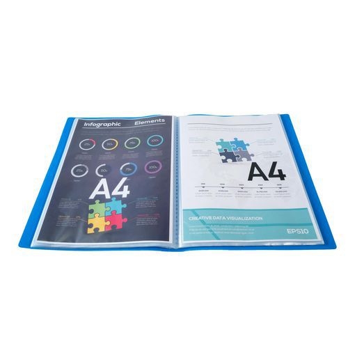 Reliure plastique 60 volets transparents - Bleu - Image 5