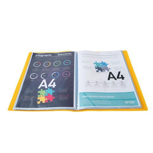 Reliure plastique 30 volets transparents A4 - Jaune - Image 3