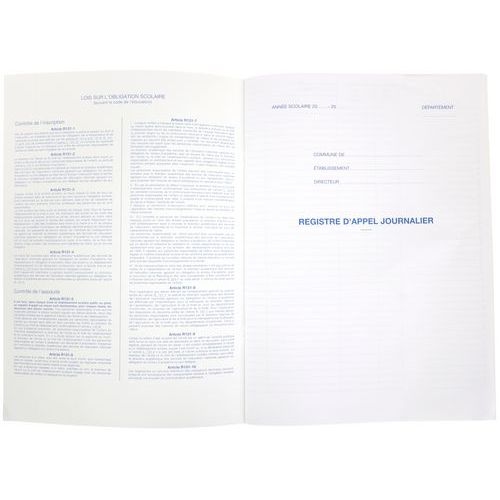 Registre d’appel journalier 40 élèves 21x29.7 cm 24 pages - Image 2