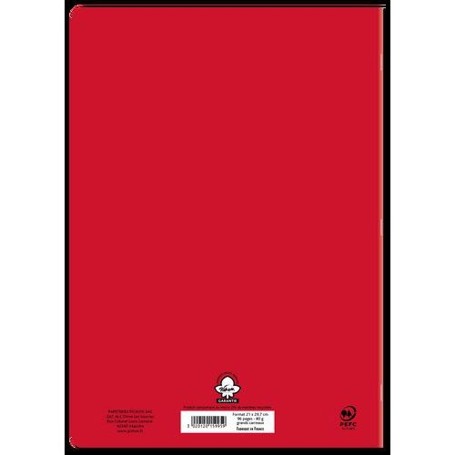 Cahier 96 pages Seyes 21x29.7 cm 80G - Polypropylène rouge - Image 2