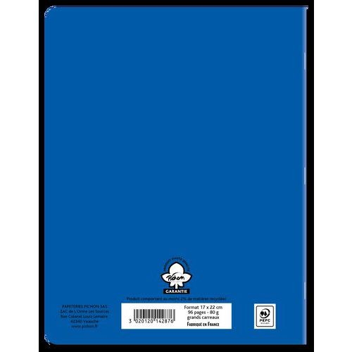 Cahier 96 pages Seyes 24x32 cm 80 g - Polypropylène bleu - Image 2
